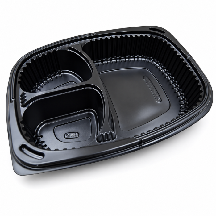 Pojemnik 1250 ml czarny trójdzielny 25,5 x 19 x 4,5 cm, PP - 40 szt.