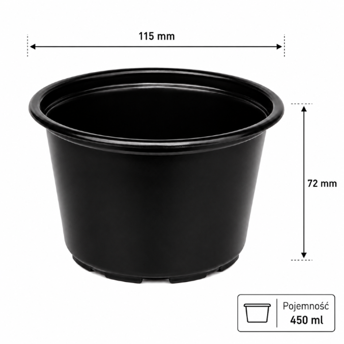 Pojemnik na zupę 450 ml PP, czarny - 50 szt.