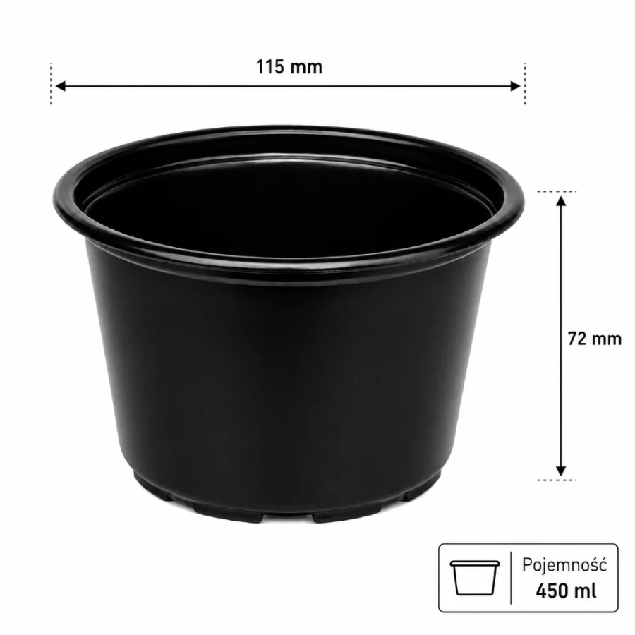 Pojemnik na zupę 450 ml PP, czarny - 50 szt.