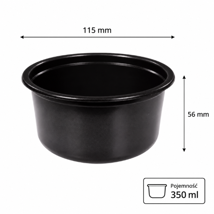 Pojemnik na zupę 350 ml PP, czarny - 50 szt.