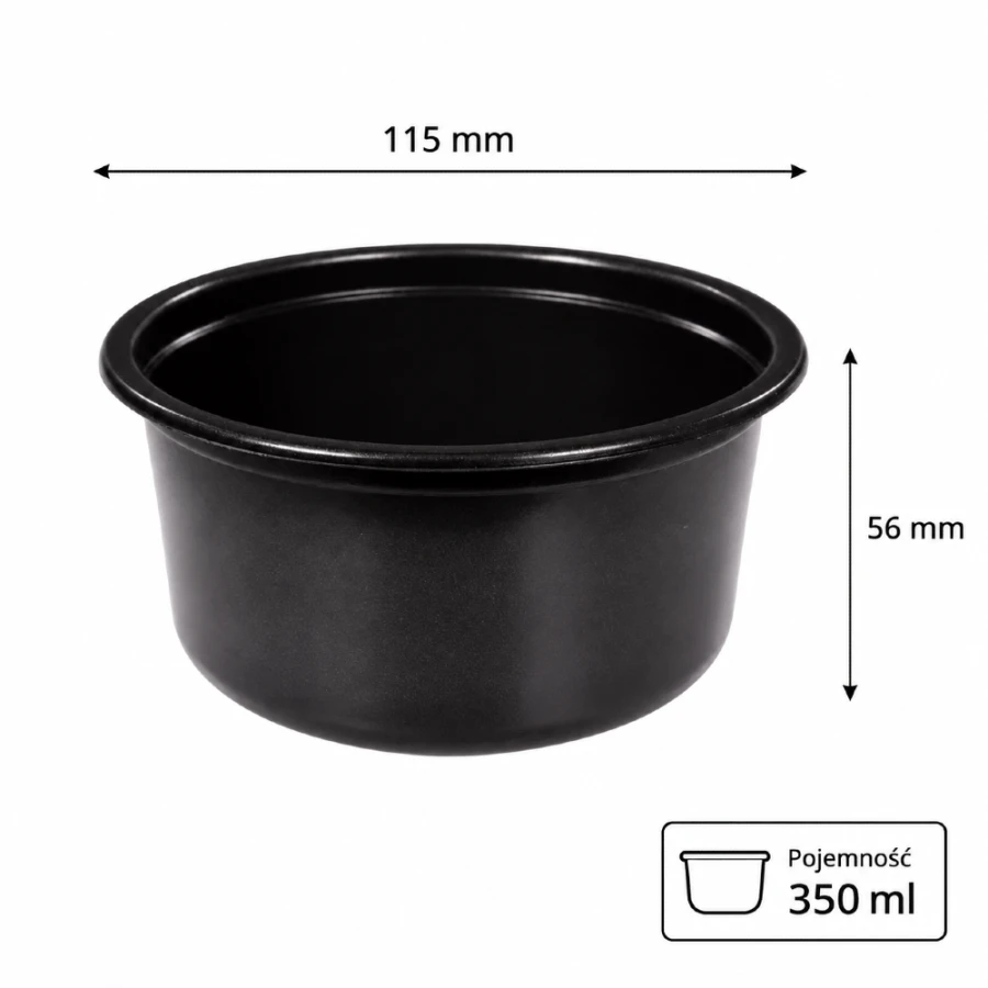 Pojemnik na zupę 350 ml PP, czarny - 50 szt.