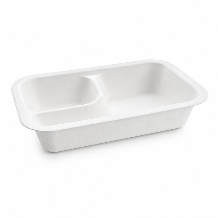 Pojemnik z trzciny cukrowej dwudzielny 360 ml, 19 cm x 13 cm x 3,5 cm