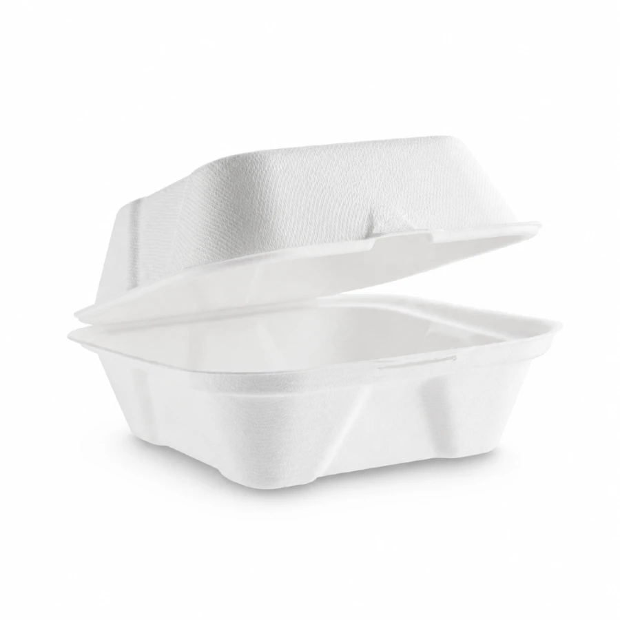 Opakowanie z trzciny cukrowej z pokrywką 450 ml, 15,2 cm x 14,8 cm x 7,9 cm - 50 sztuk
