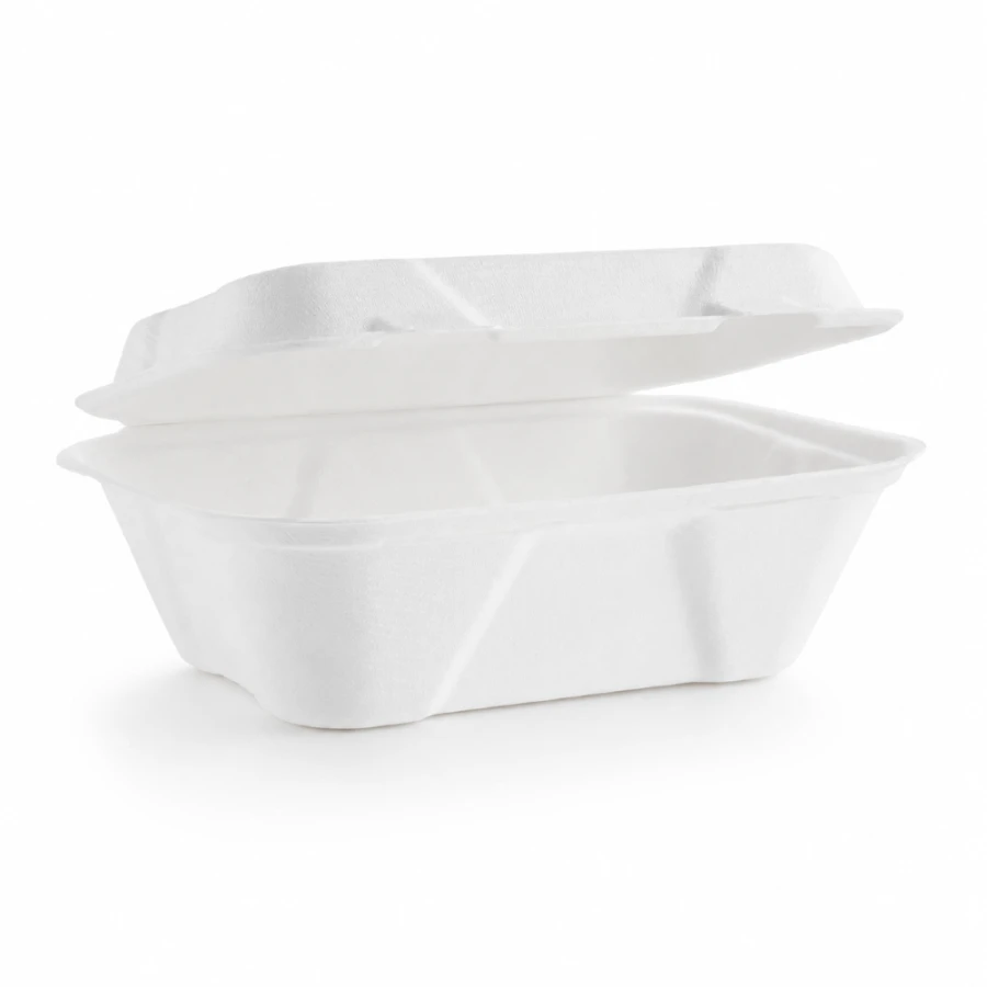 Opakowanie z trzciny cukrowej z pokrywką 500 ml, 18,5 cm x 13,1 cm x 6,6 cm - 50 sztuk