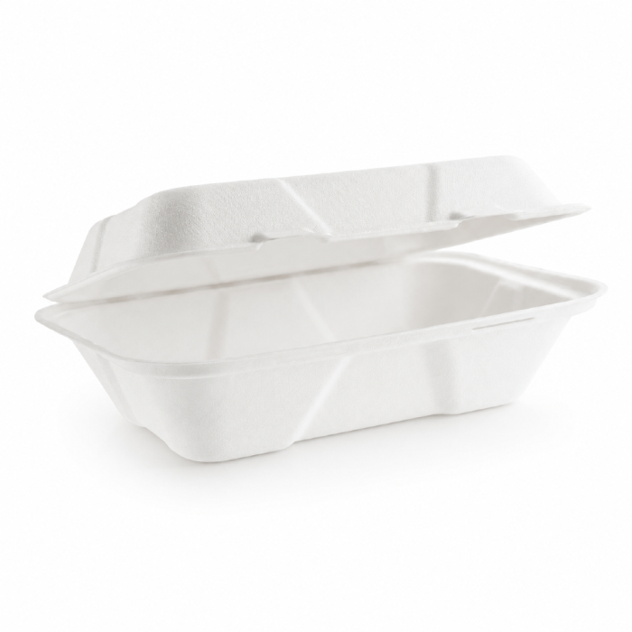 Opakowanie z trzciny cukrowej z pokrywką 1000 ml, 22,8 cm x 15,5 cm x 7,4 cm - 50 sztuk