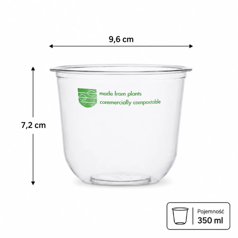 Pojemnik okrągły PLA 350 ml fi 96 mm - 50 sztuk