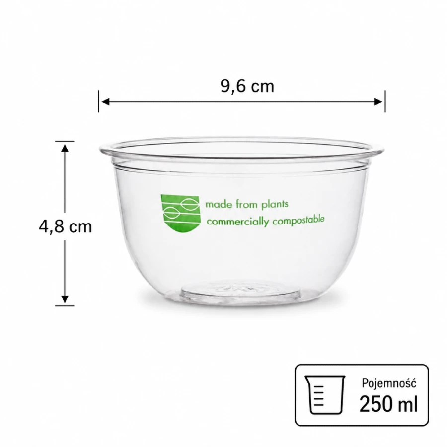 Pojemnik okrągły PLA 250 ml fi 96 mm - 50 sztuk