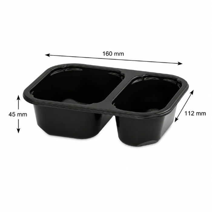Pojemnik czarny T-2 do zgrzewu 160 x 112 x 45 mm- PREMIUM, PP - 528 szt.