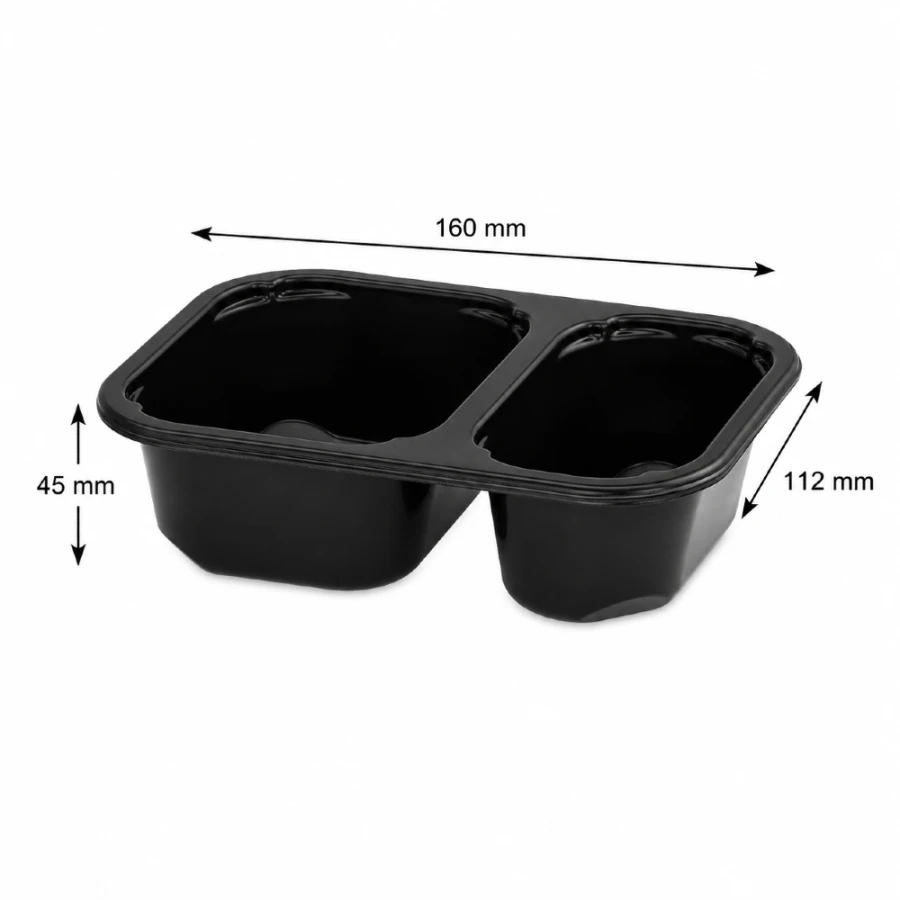 Pojemnik czarny T-2 do zgrzewu 160 x 112 x 45 mm- PREMIUM, PP - 528 szt.