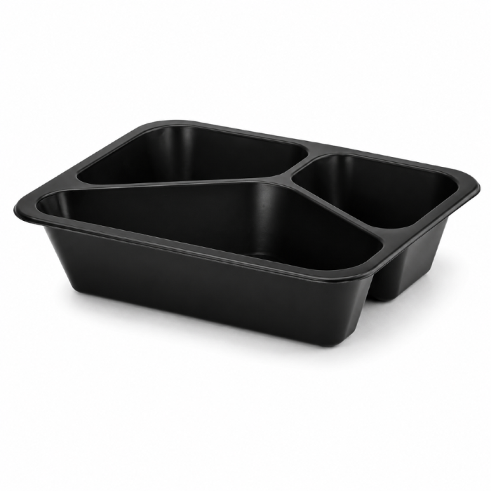 Pojemnik czarny T-3 do zgrzewu 227 x 178 x 50 mm - PREMIUM, PP - 50 szt.