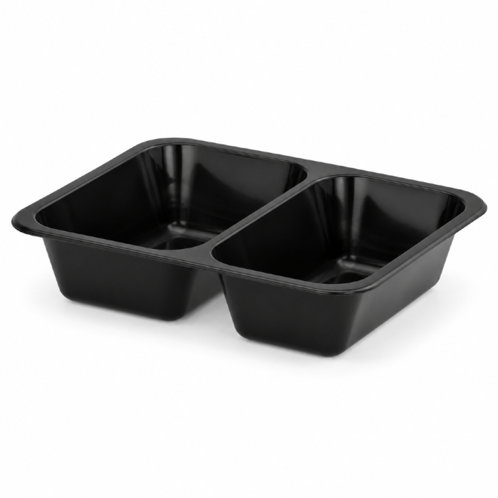 Pojemnik czarny T-2 do zgrzewu 227 x 178 x 50 mm - PREMIUM, PP - 50 szt.