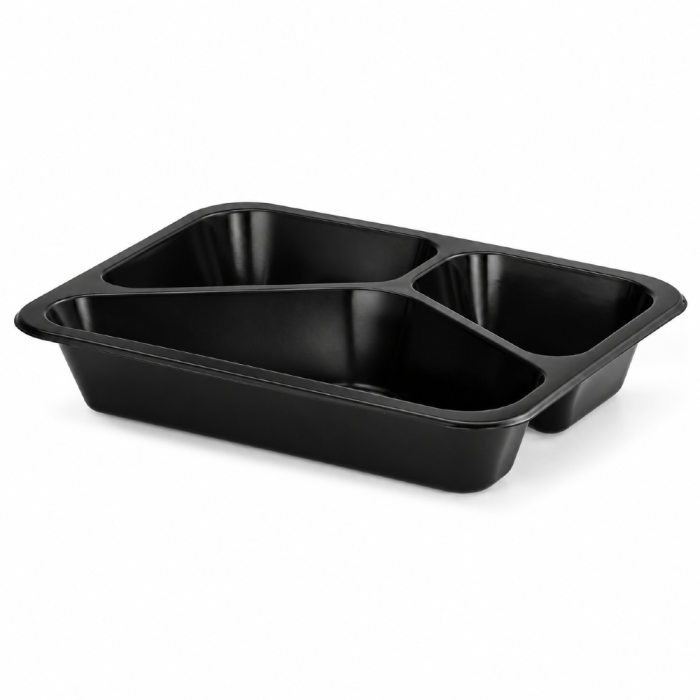 Pojemnik czarny T-3 do zgrzewu 227 x 178 x 40 mm - PREMIUM, PP - 50 szt.