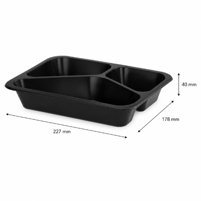 Pojemnik czarny T-3 do zgrzewu 227 x 178 x 40 mm - PREMIUM, PP - 50 szt.