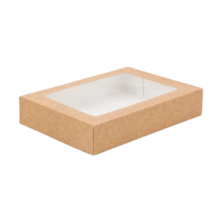 Pudełko na sushi z okienkiem kraft 26 cm x 19 cm x 6 cm - 50 sztuk