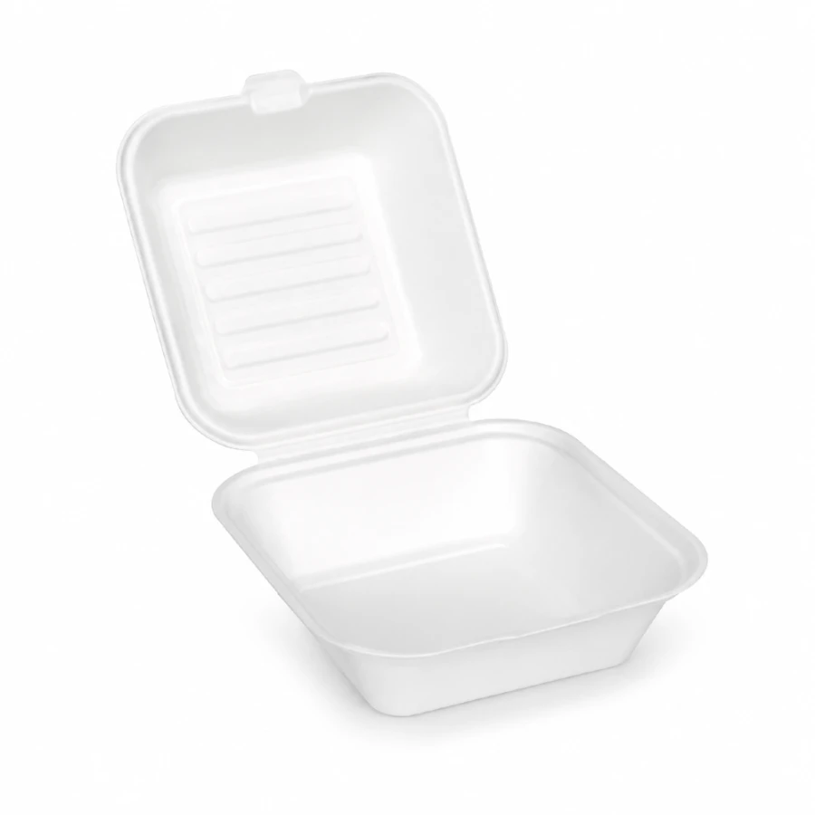 Opakowanie z trzciny cukrowej z pokrywką 15,5 cm x 15 cm x 7,5 cm - 50 sztuk