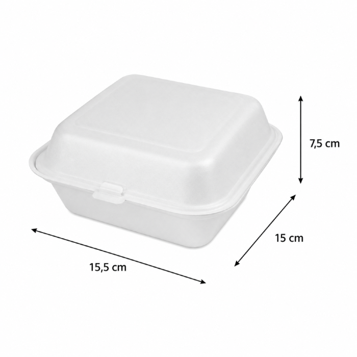 Opakowanie z trzciny cukrowej z pokrywką 15,5 cm x 15 cm x 7,5 cm - 50 sztuk