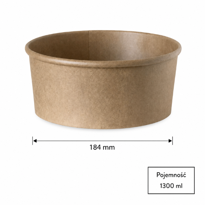 Pojemnik papierowy, okrągły, fi 184 mm, 1300 ml - 50 sztuk