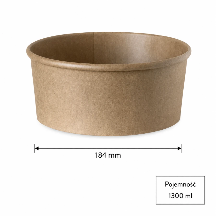 Pojemnik papierowy, okrągły, fi 184 mm, 1300 ml - 50 sztuk