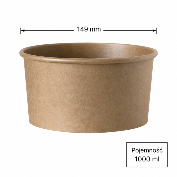 Pojemnik papierowy, okrągły, fi 149 mm, 1000 ml - 50 sztuk