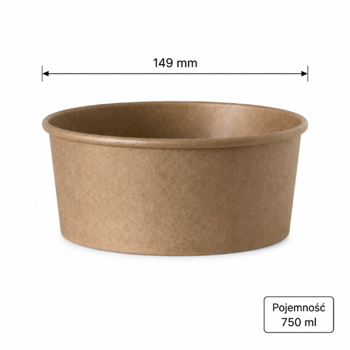 Pojemnik papierowy, okrągły, fi 149 mm, 750 ml - 50 sztuk