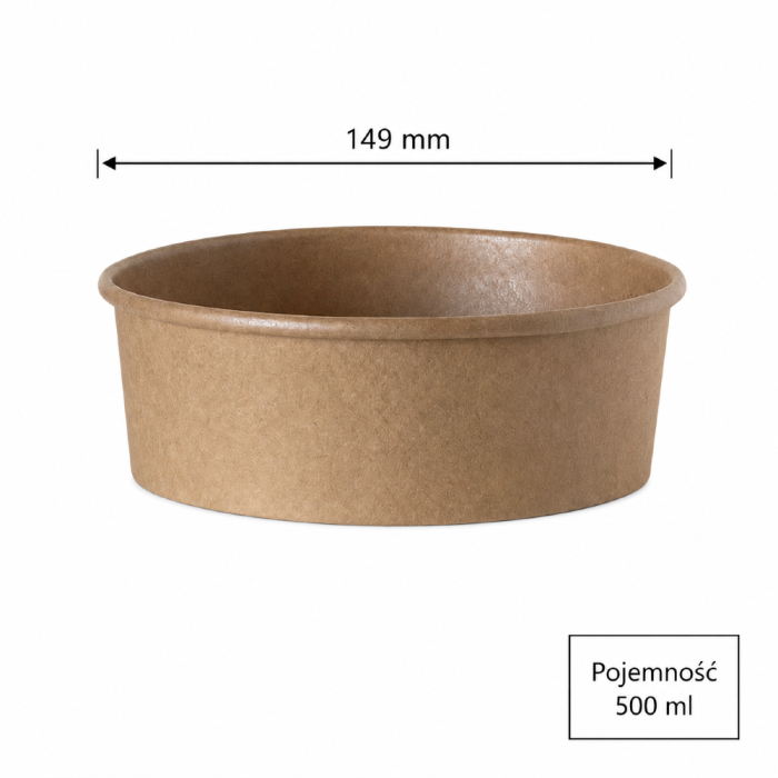Pojemnik papierowy, okrągły, fi 149 mm, 500 ml - 50 sztuk