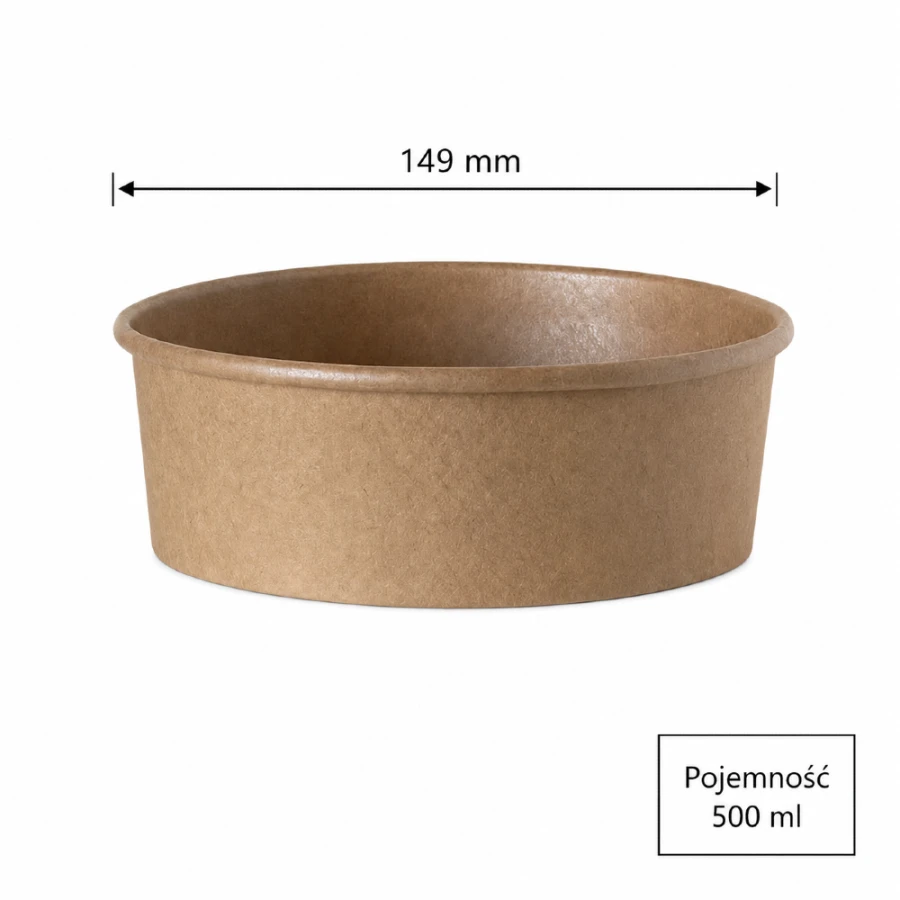 Pojemnik papierowy, okrągły, fi 149 mm, 500 ml - 50 sztuk