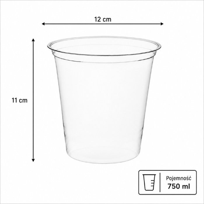 Pojemnik okrągły PLA 750 ml fi 120 mm - 50 sztuk