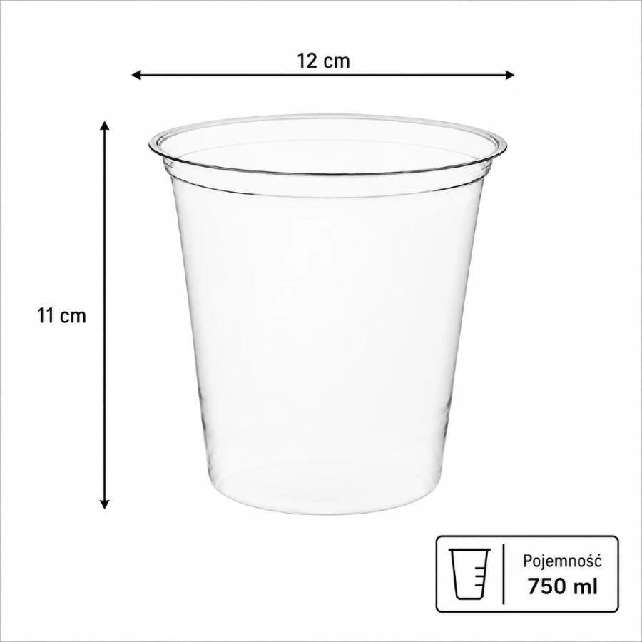 Pojemnik okrągły PLA 750 ml fi 120 mm - 50 sztuk
