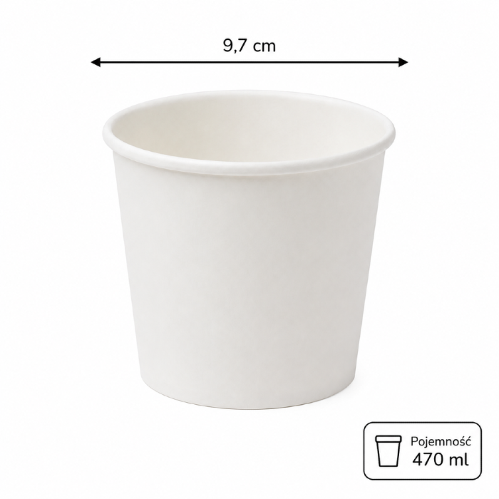 Pojemnik papierowy okrągły, fi 97 mm, 470 ml - 25 sztuk
