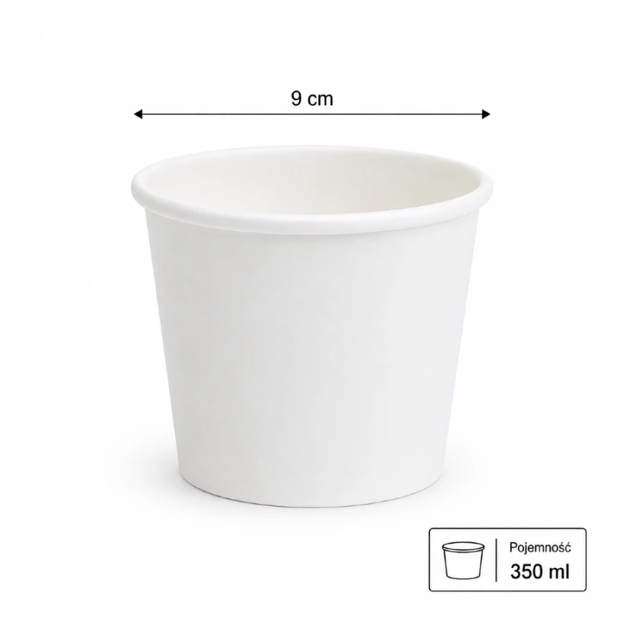 Pojemnik papierowy okrągły, fi 90 mm, 350 ml - 25 sztuk