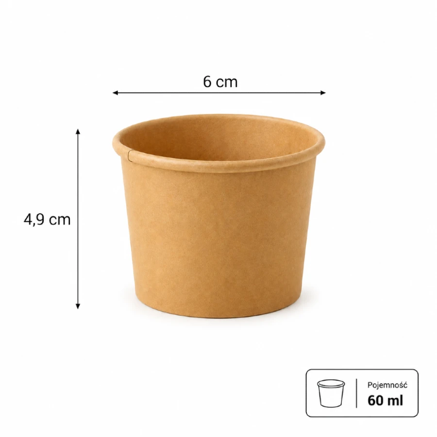 Pojemnik papierowy Kraft 60 ml fi 6 cm - 50 sztuk