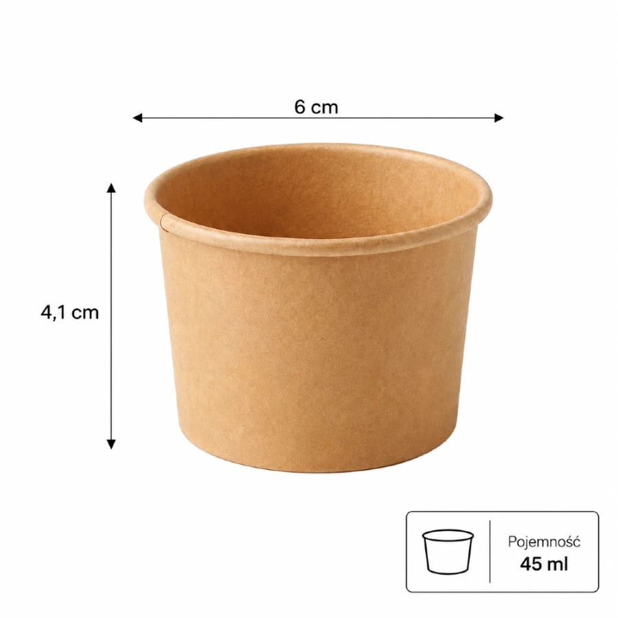 Pojemnik papierowy Kraft 45 ml fi 6 cm - 50 sztuk