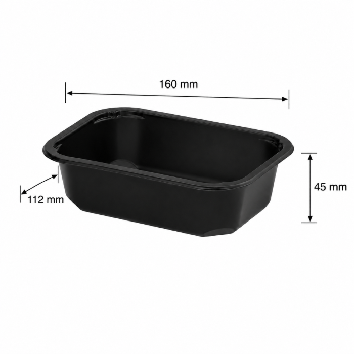 Pojemnik czarny T-1 do zgrzewu 160 x 112 x 45 mm- PREMIUM, PP - 528 szt.