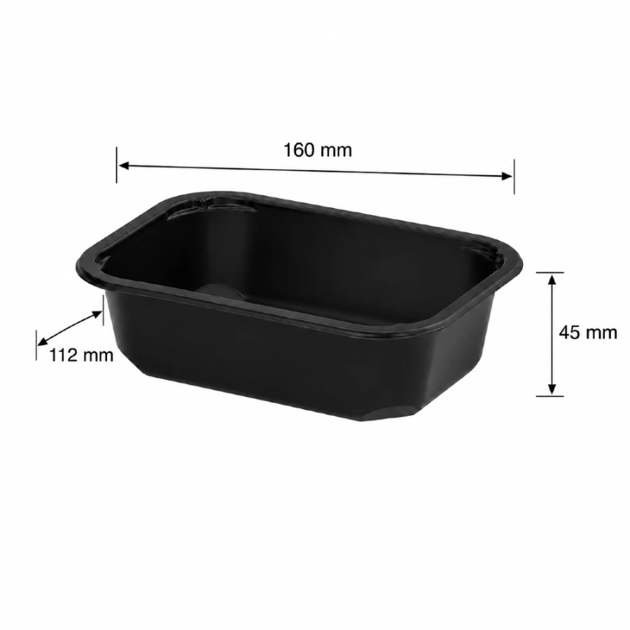 Pojemnik czarny T-1 do zgrzewu 160 x 112 x 45 mm- PREMIUM, PP - 528 szt.