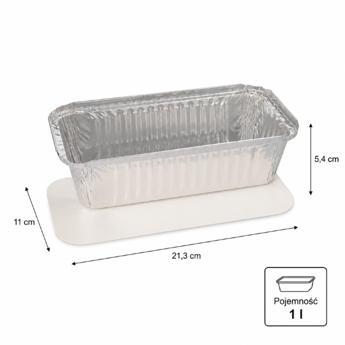 Pojemniki aluminiowe z pokrywkami z tektury 1000 ml - 10 sztuk