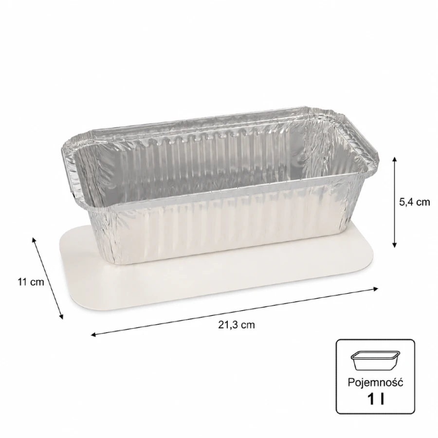 Pojemniki aluminiowe z pokrywkami z tektury 1000 ml - 10 sztuk