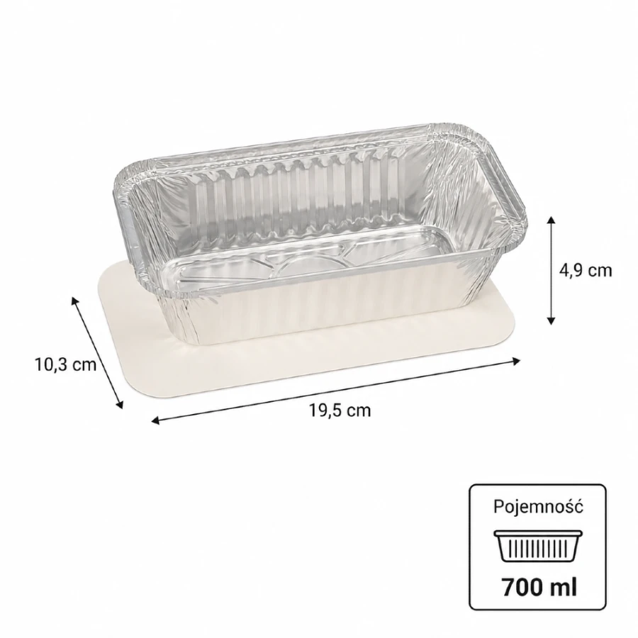 Pojemniki aluminiowe z pokrywkami z tektury 700 ml - 50 sztuk