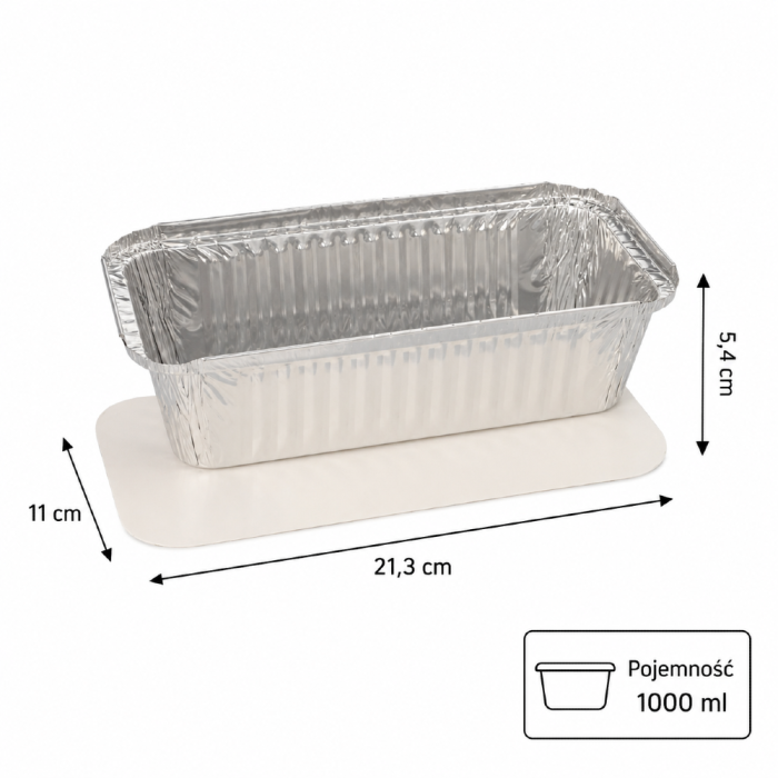 Pojemniki aluminiowe z pokrywkami z tektury 1000 ml - 25 sztuk