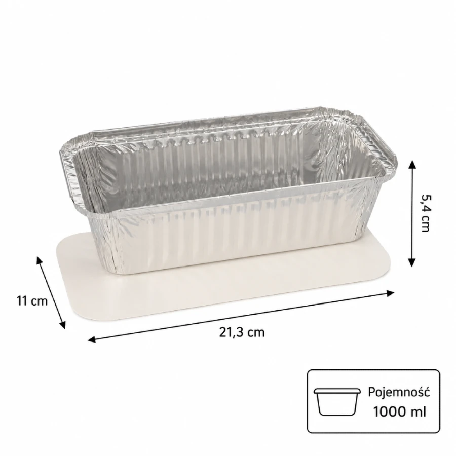 Pojemniki aluminiowe z pokrywkami z tektury 1000 ml - 25 sztuk