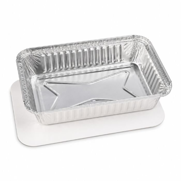 Pojemniki aluminiowe z pokrywkami z tektury 800 ml - 25 sztuk