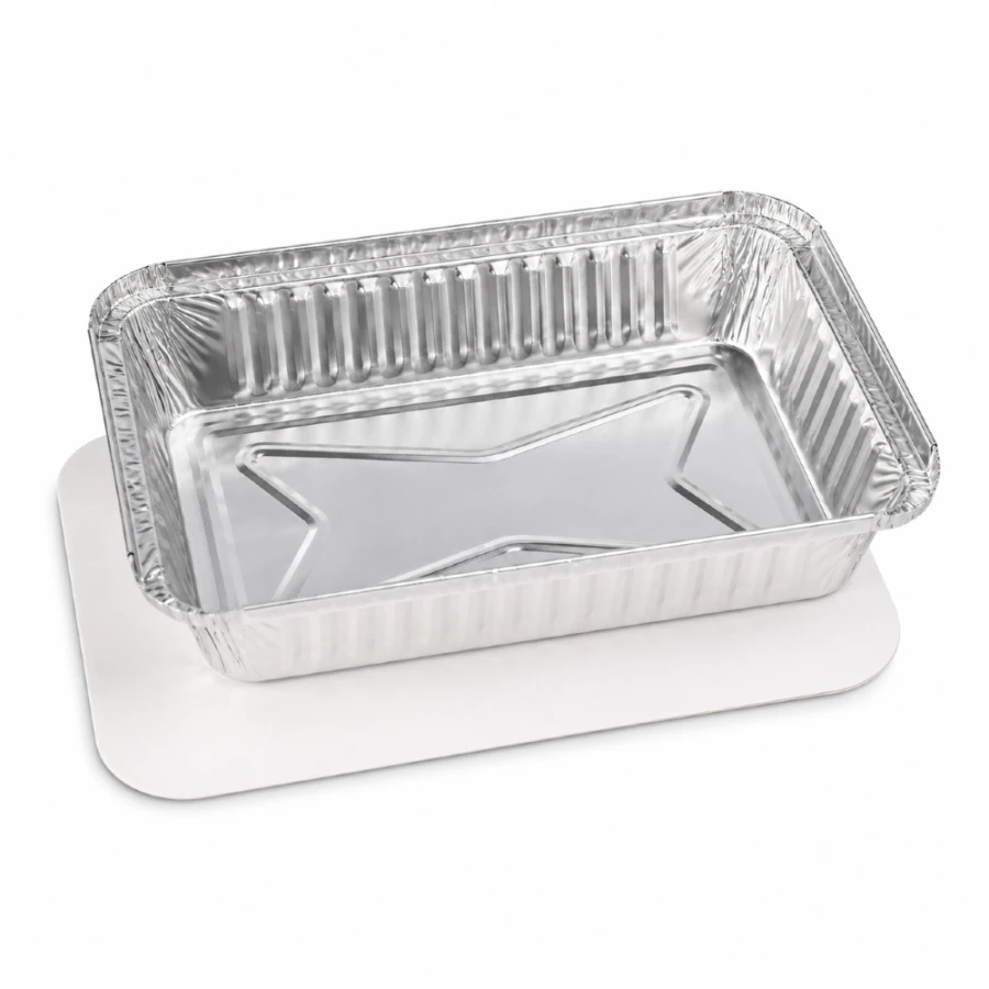 Pojemniki aluminiowe z pokrywkami z tektury 800 ml - 25 sztuk