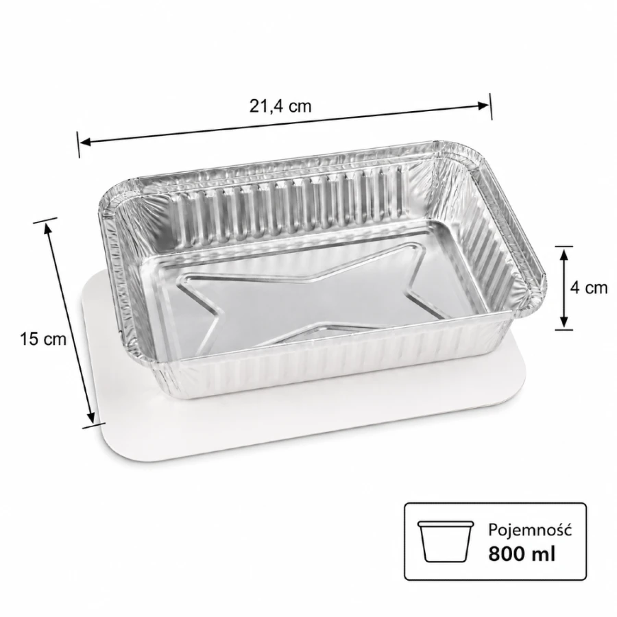 Pojemniki aluminiowe z pokrywkami z tektury 800 ml - 25 sztuk