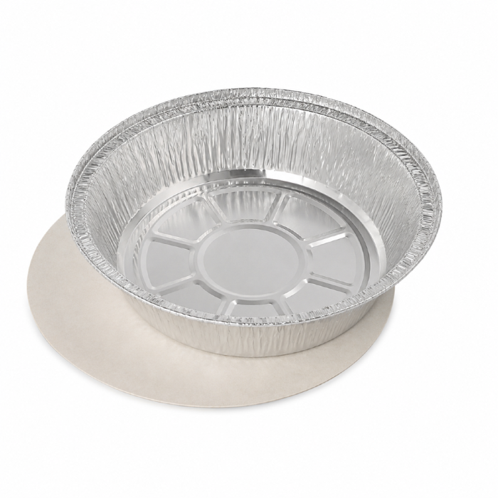 Pojemniki aluminiowe z pokrywkami z tektury okrągłe 770 ml - 25 sztuk