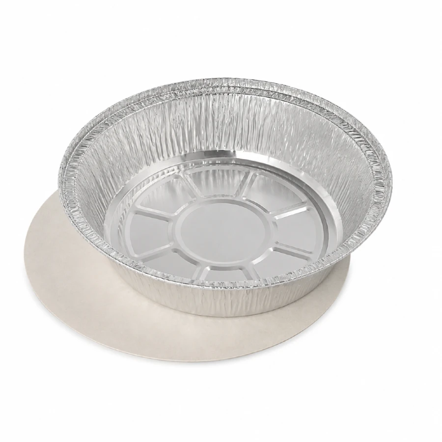 Pojemniki aluminiowe z pokrywkami z tektury okrągłe 770 ml - 25 sztuk