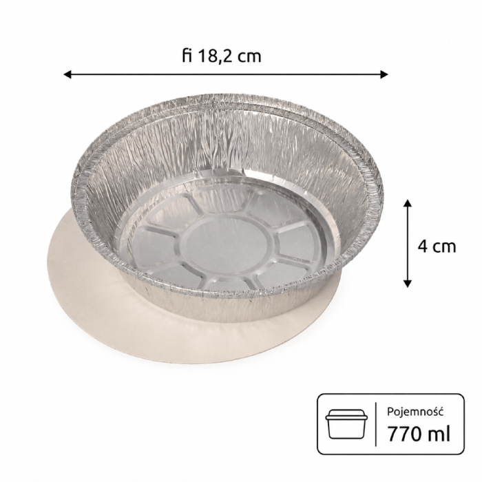 Pojemniki aluminiowe z pokrywkami z tektury okrągłe 770 ml - 25 sztuk