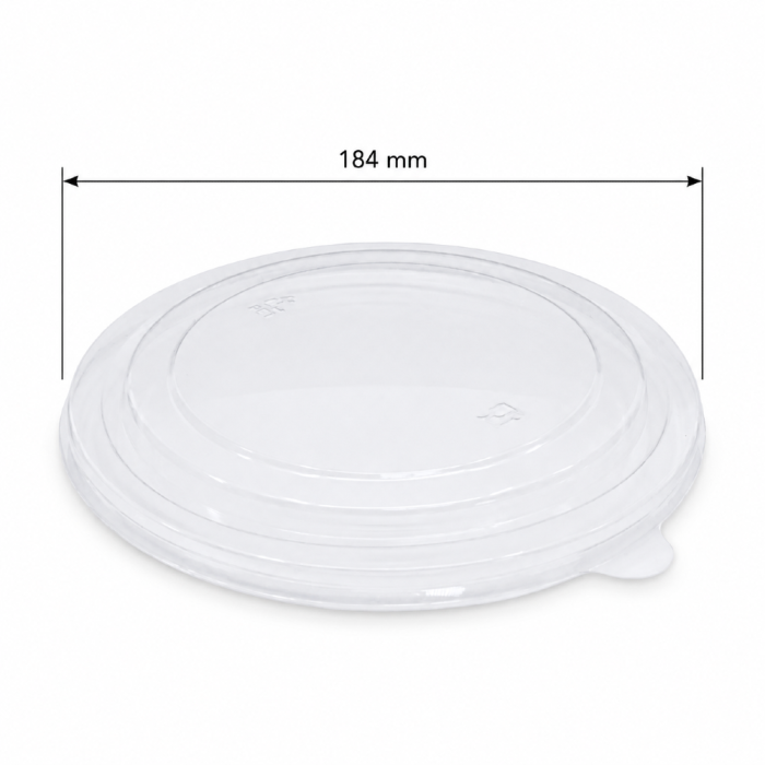Pokrywka z rPET do okrągłego pojemnika, fi 184 mm, 1100-1300 ml - 50 sztuk