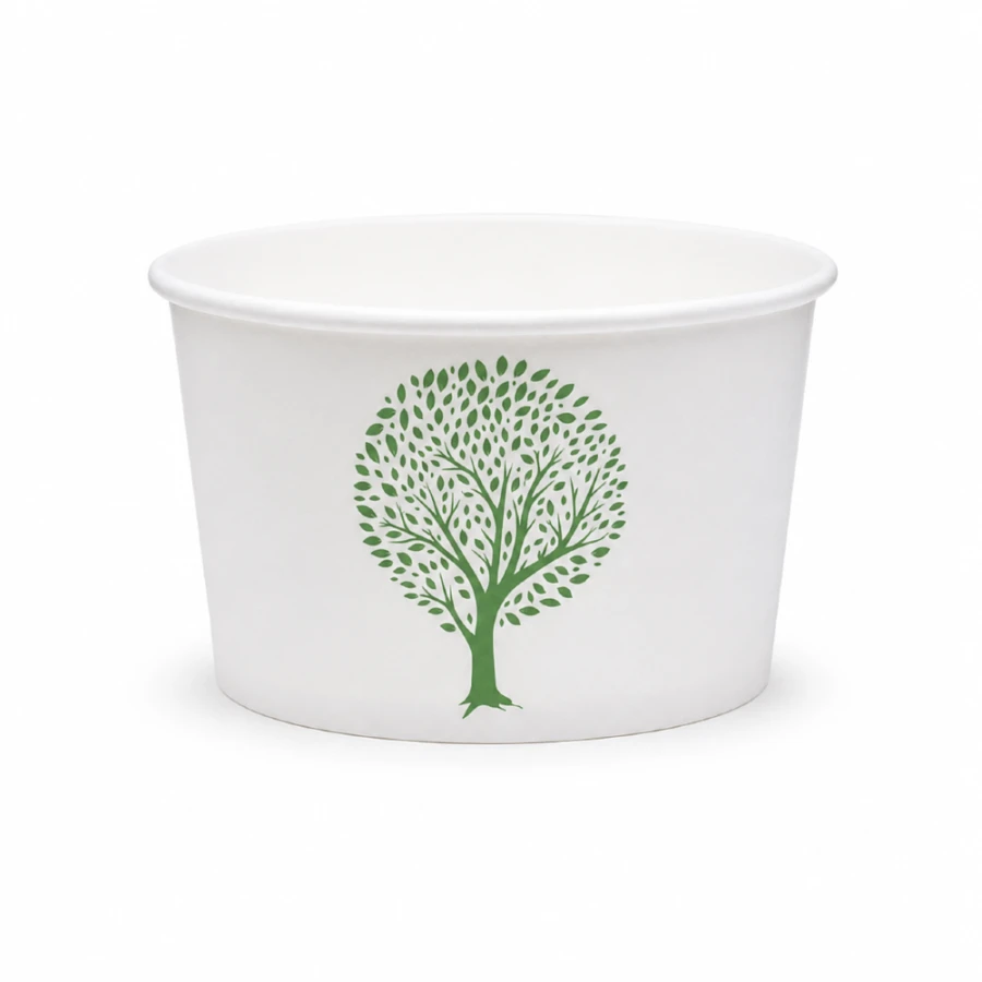 Pojemnik papierowy na zupy i deserki Green Tree 356 ml fi 115 mm - 25 sztuk