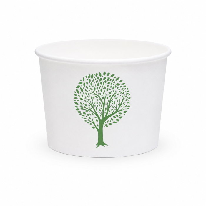 Pojemnik papierowy na zupy i deserki Green Tree 235 ml fi 90 mm - 50 sztuk
