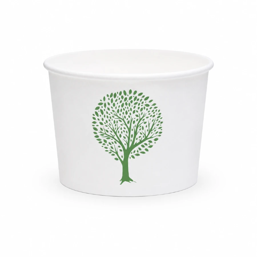 Pojemnik papierowy na zupy i deserki Green Tree 235 ml fi 90 mm - 50 sztuk