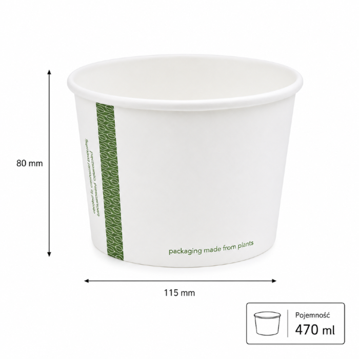 Pojemnik papierowy na zupy i deserki 470 ml fi 115 mm - 25 sztuk